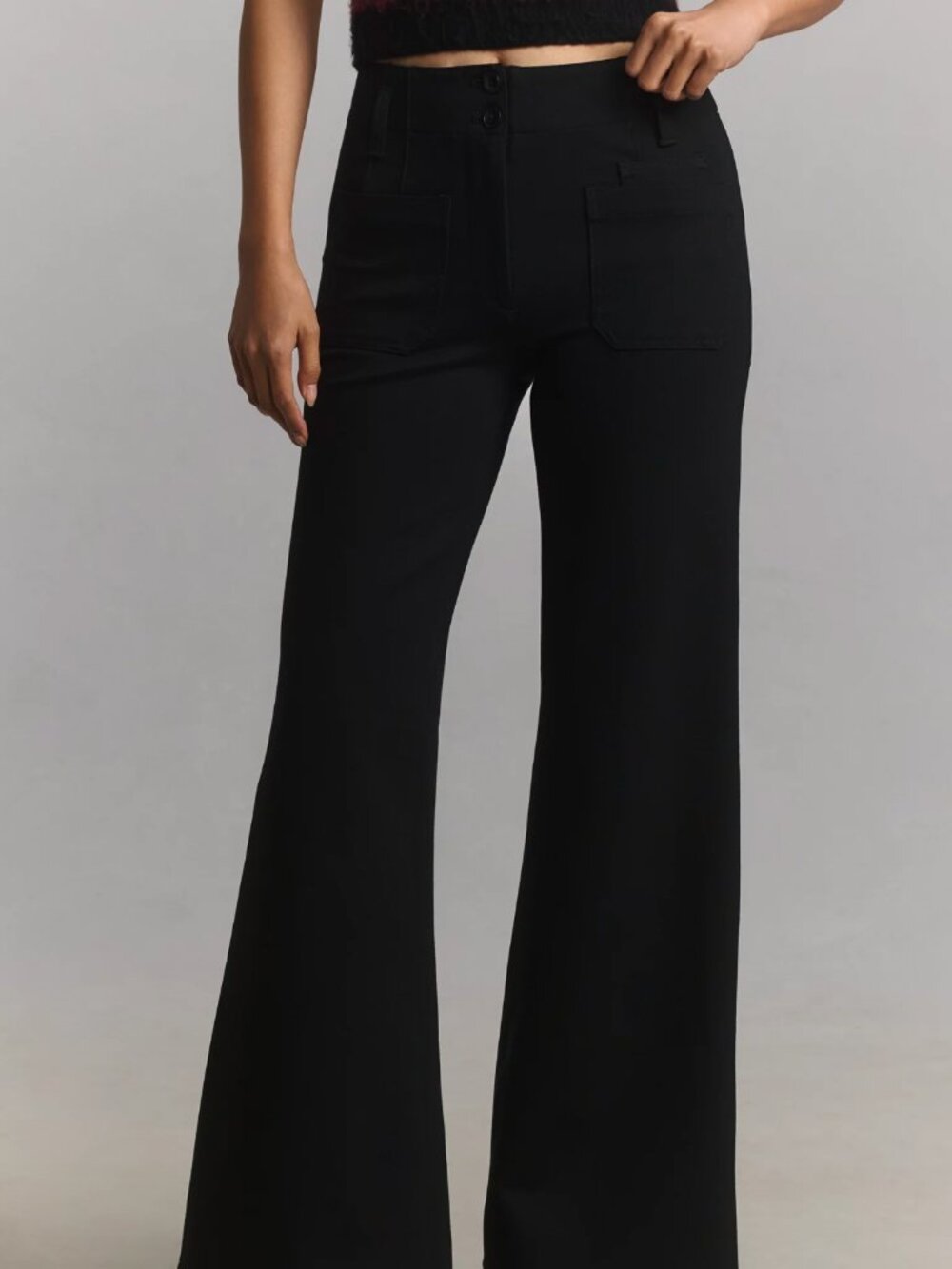 The Junie High-Rise Wide-Leg Flare Pants Black by Maeve